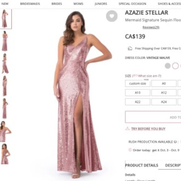Azazie Vintage Mauve Pink Sequin Bridesmaid Dress - Picture 1 of 2